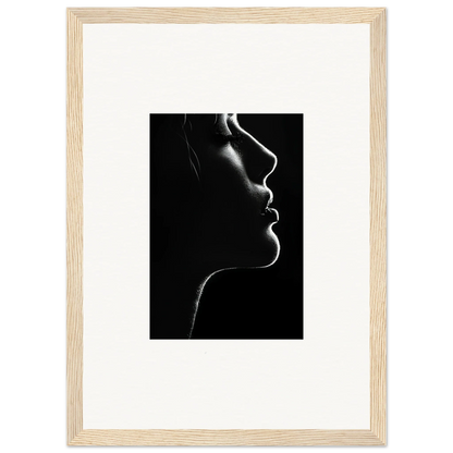 Dramatic black and white profile silhouette in Velvet Void Sensation framed wall art