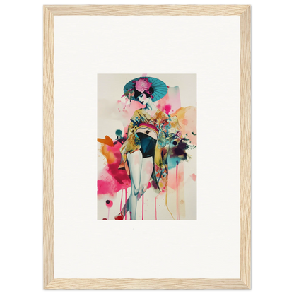 Colorful abstract watercolor canvas print of a female figure for stylish room decoration