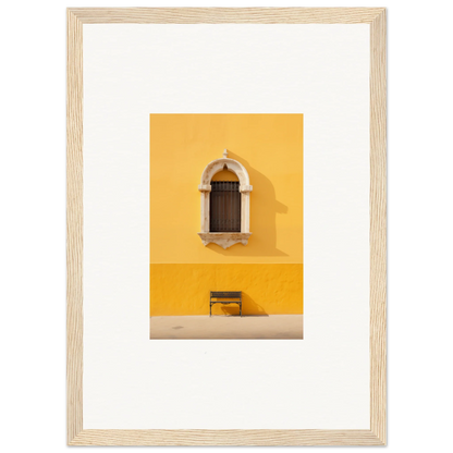 Framed photo of a yellow wall with an arched window for Gapes of Gargoyles special edition art™