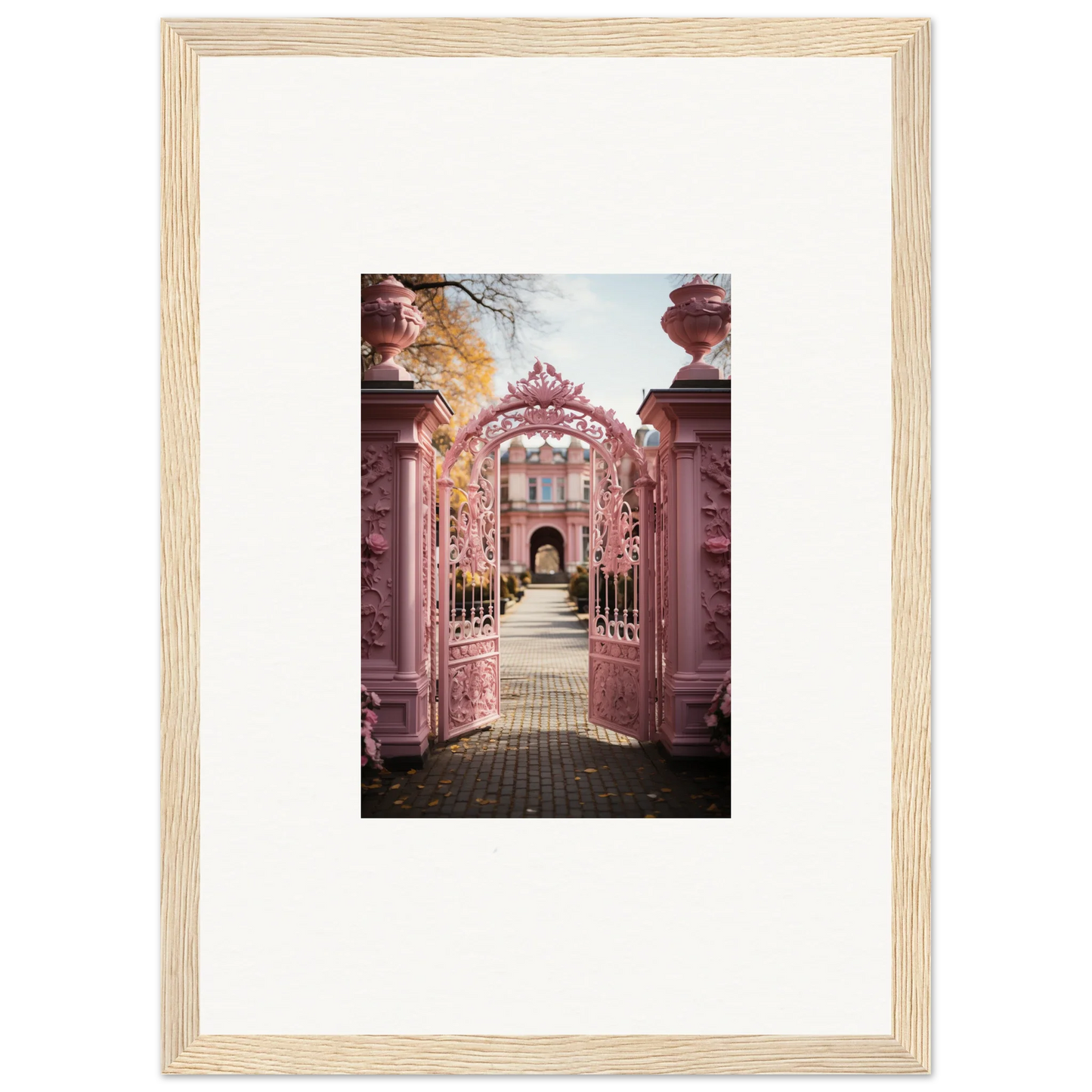 Framed photo of ornate pink archway in garden from Sugarcotton Visions Gateway