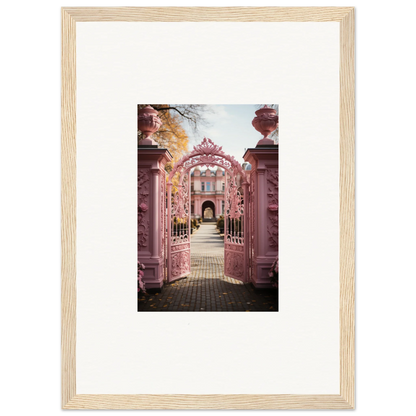 Framed photo of ornate pink archway in garden from Sugarcotton Visions Gateway