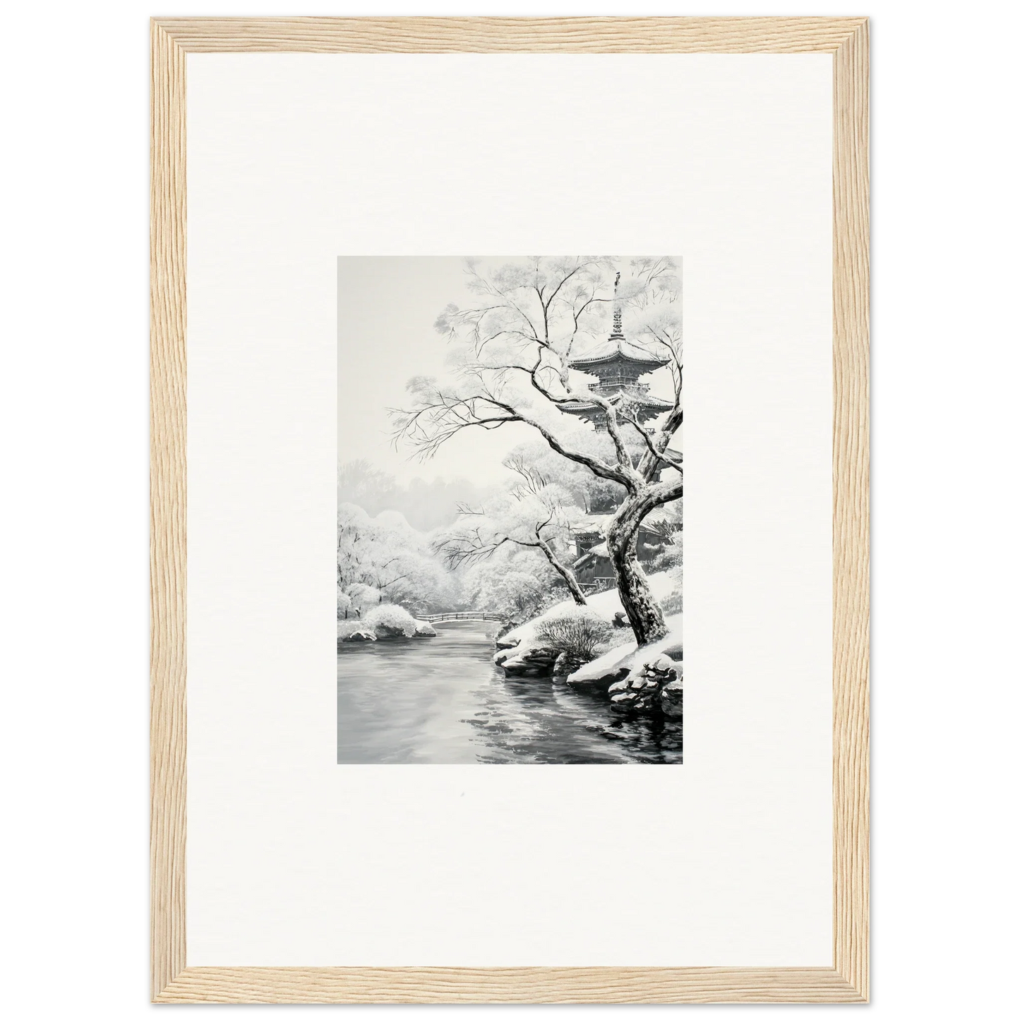 Framed wall art of a snowy landscape from Timeless Snow Fables special edition art™