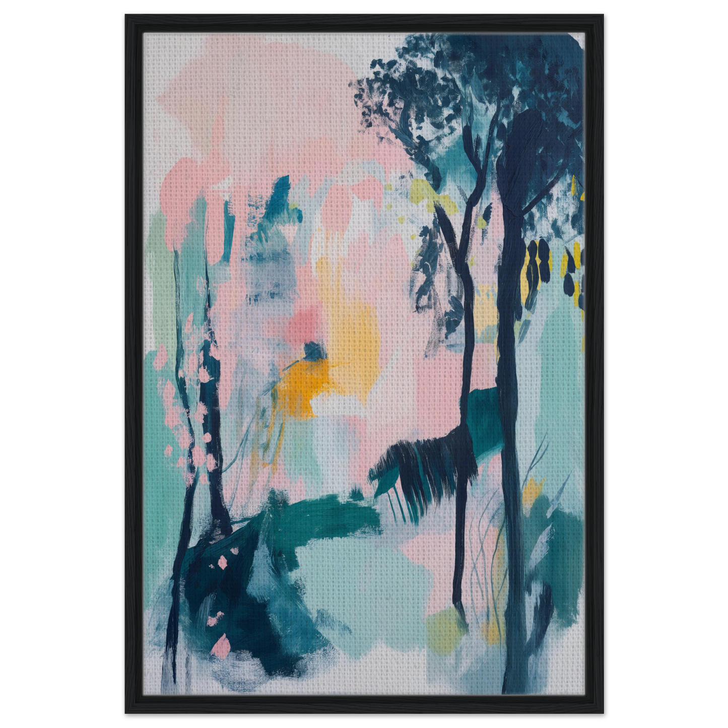 Abstract painting in soft pastel colors depicting a dreamy landscape for Abstract Groves Dance