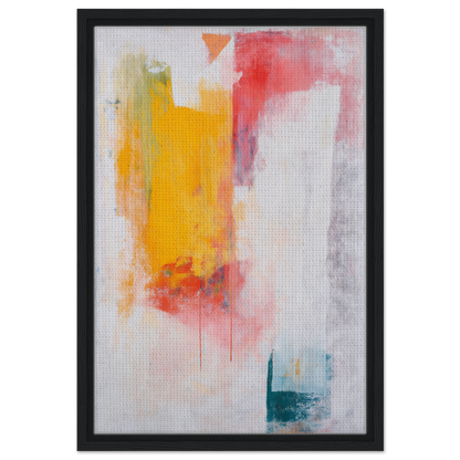 Abstract painting in vibrant yellow, red, and teal, ideal for Abstract Psychedelia Encounter room decor