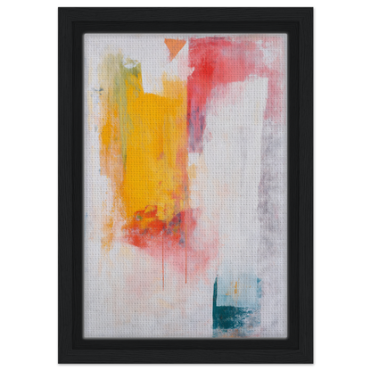 Vibrant Abstract Psychedelia Encounter framed canvas print with yellow, red, and white brushstrokes