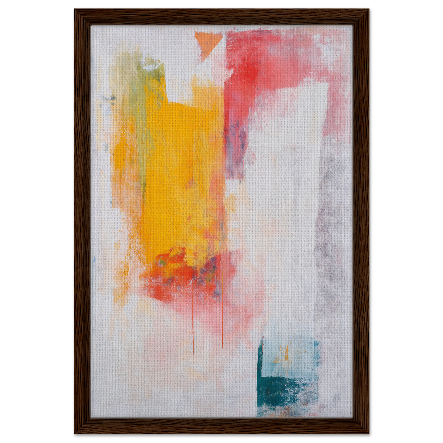 Abstract painting in vibrant yellow, pink, and teal framed canvas print Abstract Psychedelia Encounter