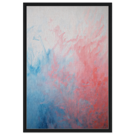 Abstract painting of soft pink and blue hues in Abstract Radiant Vortex framed canvas print