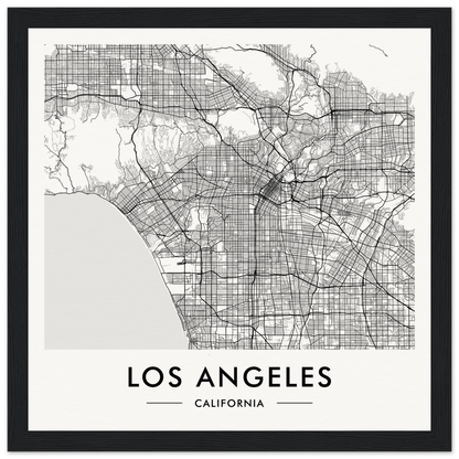 Map of Los Angeles, California, showing the city’s street grid and geographical features.