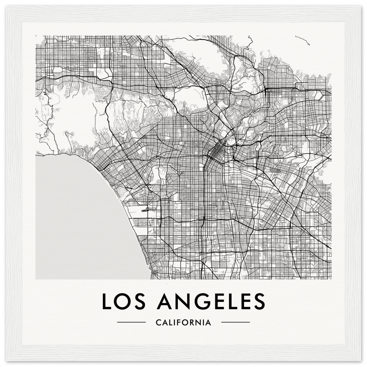 Map of Los Angeles, California, showing the city’s street grid and layout.