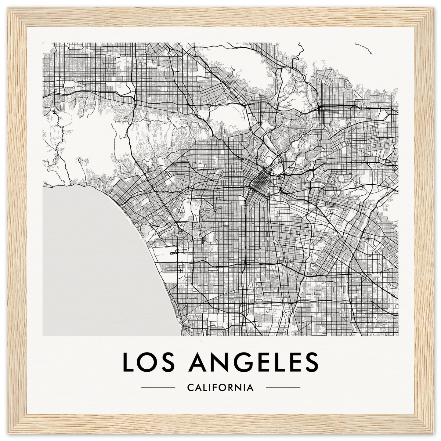 Map of Los Angeles, California, showing the city’s street grid and layout.