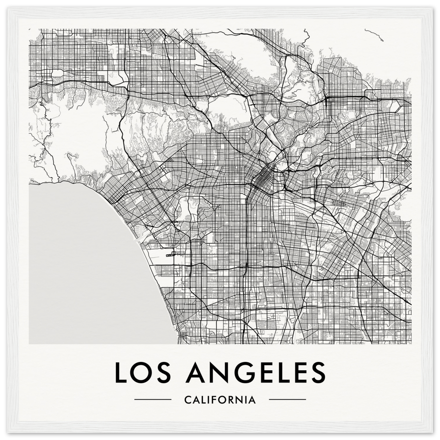 Map of Los Angeles, California, showing its street grid and urban layout.