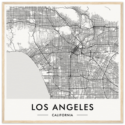 Map of Los Angeles, California, showing the city’s street grid and geographical features.