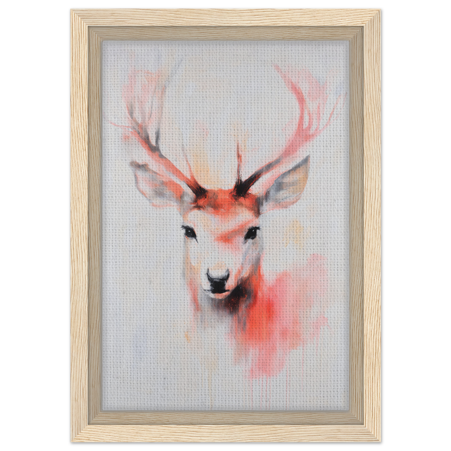 Watercolor painting of a deer’s head with pink antlers, part of Antlers Vivid Elegance