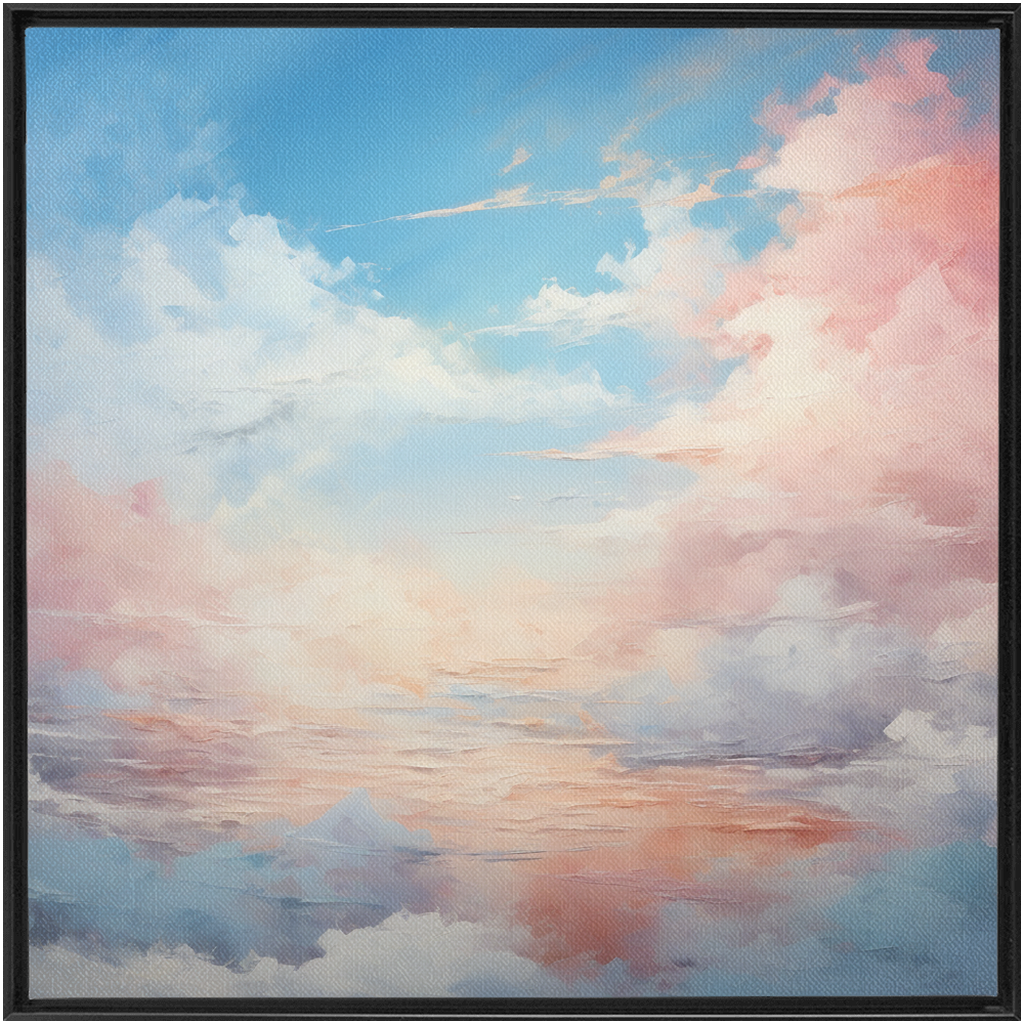 Pastel-colored sky with soft clouds at sunset or sunrise.