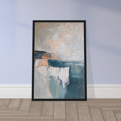 Abstract painting in a black frame showcasing azure dreamscape reverie room decor