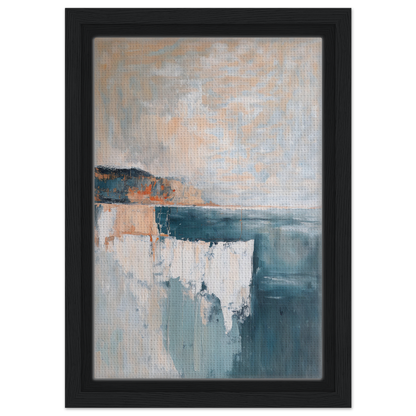 Abstract painting in muted blue, white, and orange tones from Azure Dreamscape Reverie