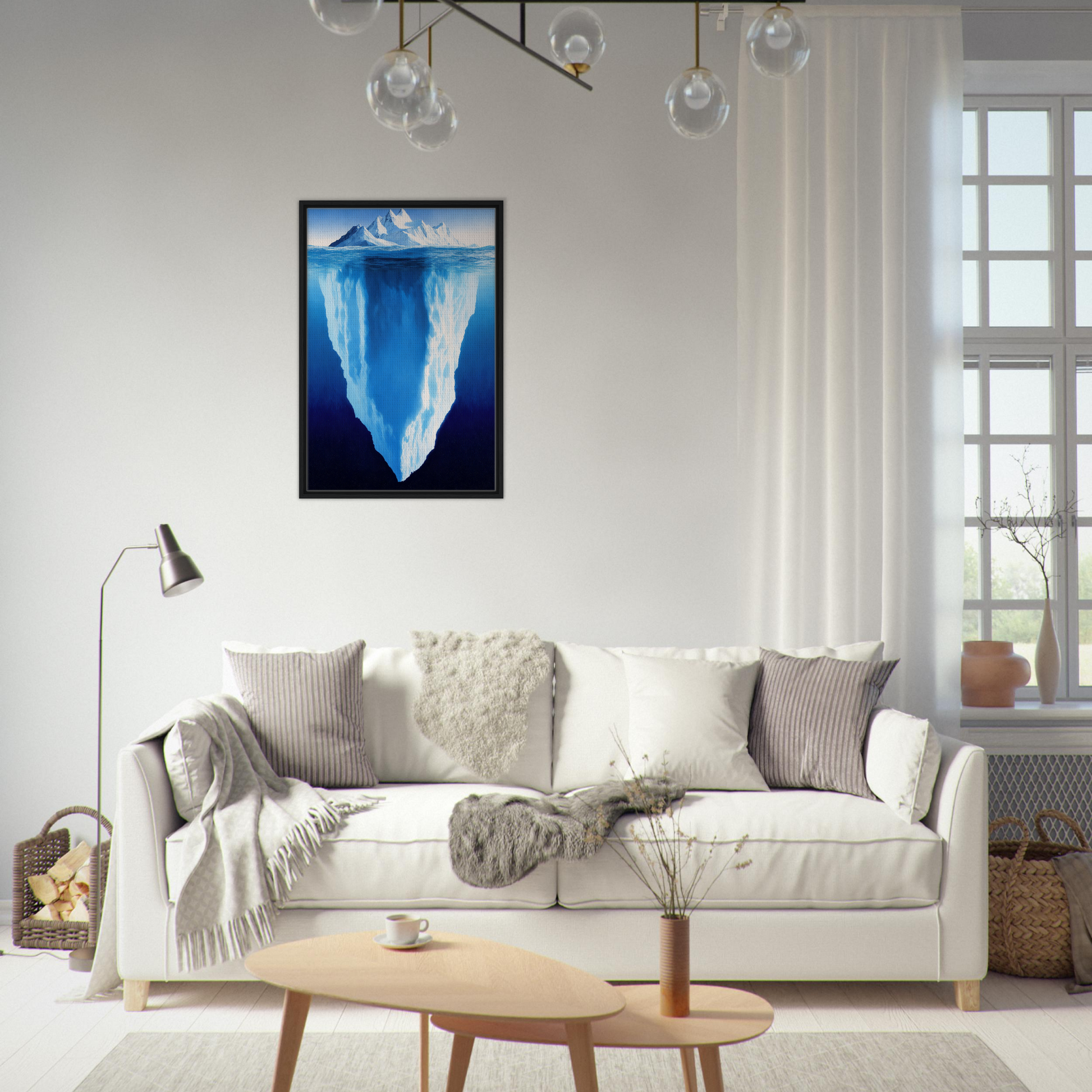 Framed canvas print of iceberg in Beneath Bluetide Illusions by Fashion Oracle™