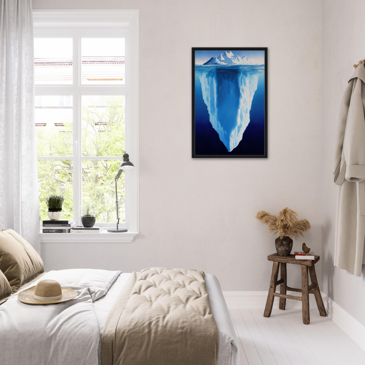 Framed canvas print of an iceberg underwater in Beneath Bluetide Illusions artwork