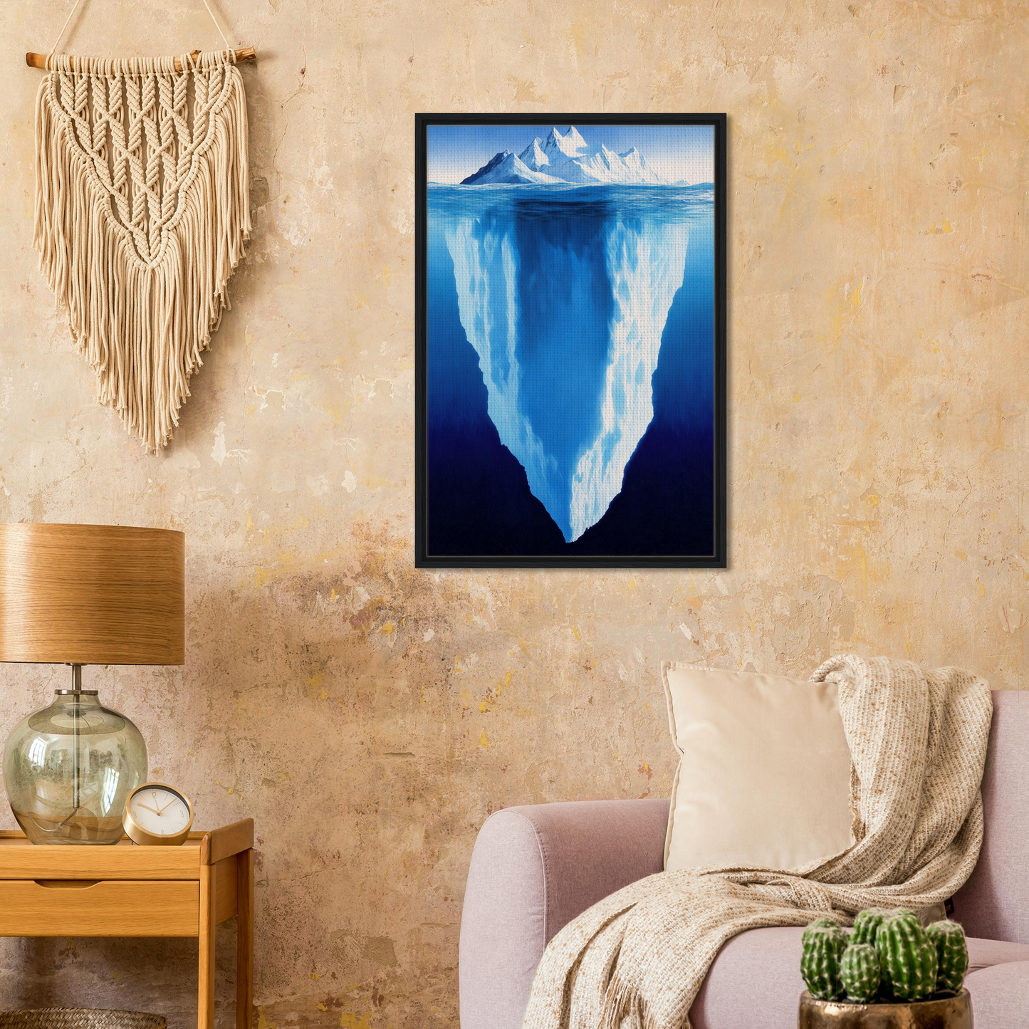 Framed canvas print of an iceberg in Beneath Bluetide Illusions artwork