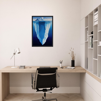 Framed canvas print of an iceberg, showcasing Beneath Bluetide Illusions art