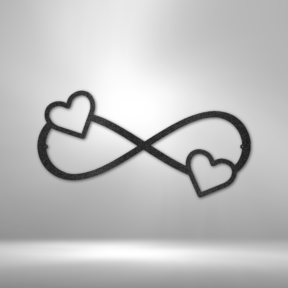 Infinity symbol with hearts at each end.