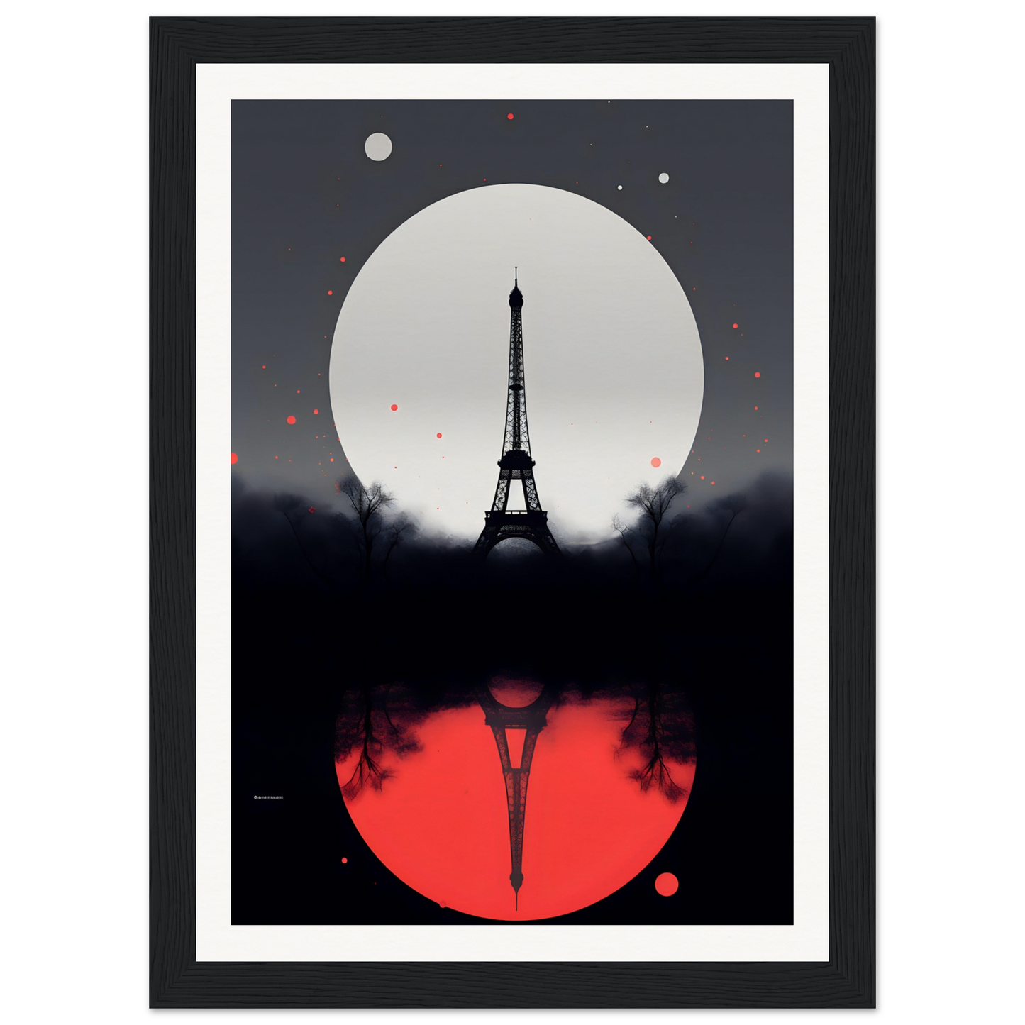 A black and white poster with the eiff tower in the background