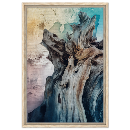 Abstract painting of a twisted tree form in muted tones for Bleached Resilient Whispers room decor