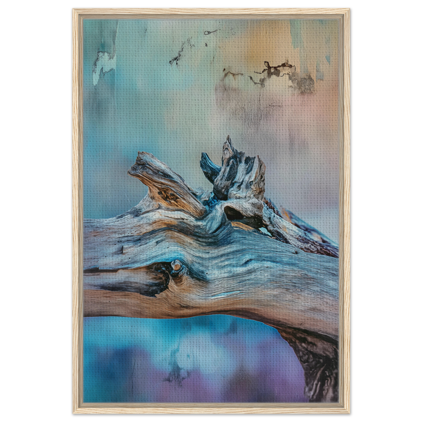 Weathered driftwood with gnarled forms in Bleeding Cerulean Symbiosis room decor