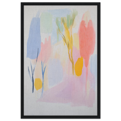 Abstract painting in soft pastel colors for Blissful Hues Clarity framed canvas wall art