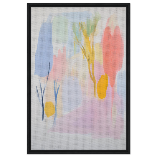 Abstract painting in soft pastel colors for Blissful Hues Clarity framed canvas wall art