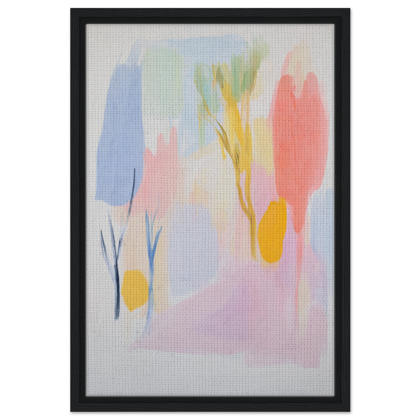 Abstract painting with pastel floral shapes, ideal for Blissful Hues Clarity room decor