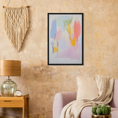 Framed canvas wall art featuring Blissful Hues Clarity in pastel colors and shapes