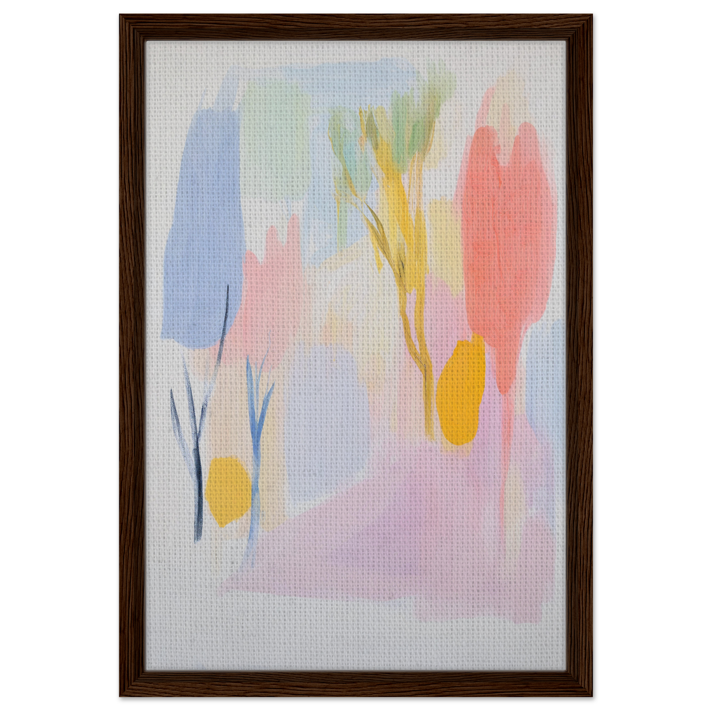 Abstract painting with soft pastel brushstrokes in Blissful Hues Clarity framed canvas wall art