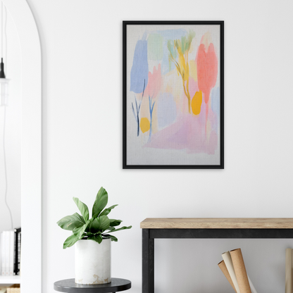 Abstract painting in soft pastel colors, framed canvas wall art named Blissful Hues Clarity