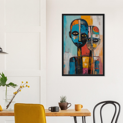 Abstract portrait painting with geometric shapes, ideal for Blue Herrera Visage room decor