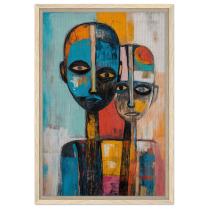 Abstract painting featuring two stylized figures, ideal for Blue Herrera Visage room decor