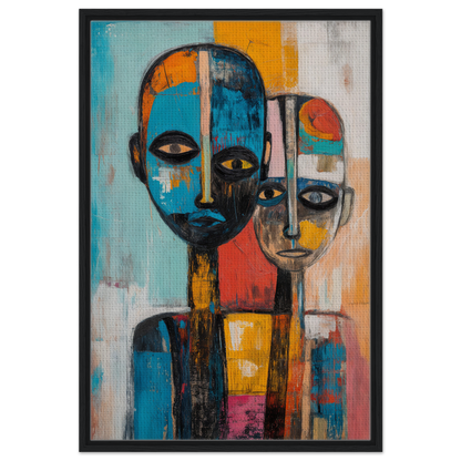 Abstract painting of two stylized human figures for Blue Herrera Visage room decor