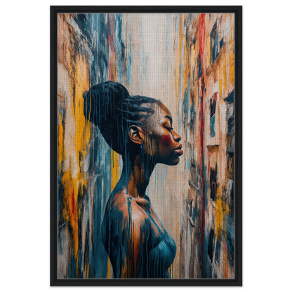 Portrait of a woman with updo hairstyle, featured in Blue Reflections Whirl room decor