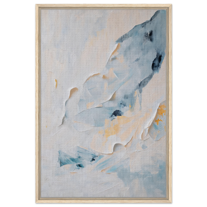 Abstract painting in soft blue, white, and pale yellow for Blue Serenity Whisper room decor