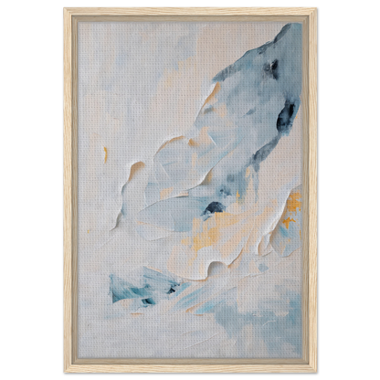 Abstract painting of soft blue and beige shapes in Blue Serenity Whisper framed canvas art