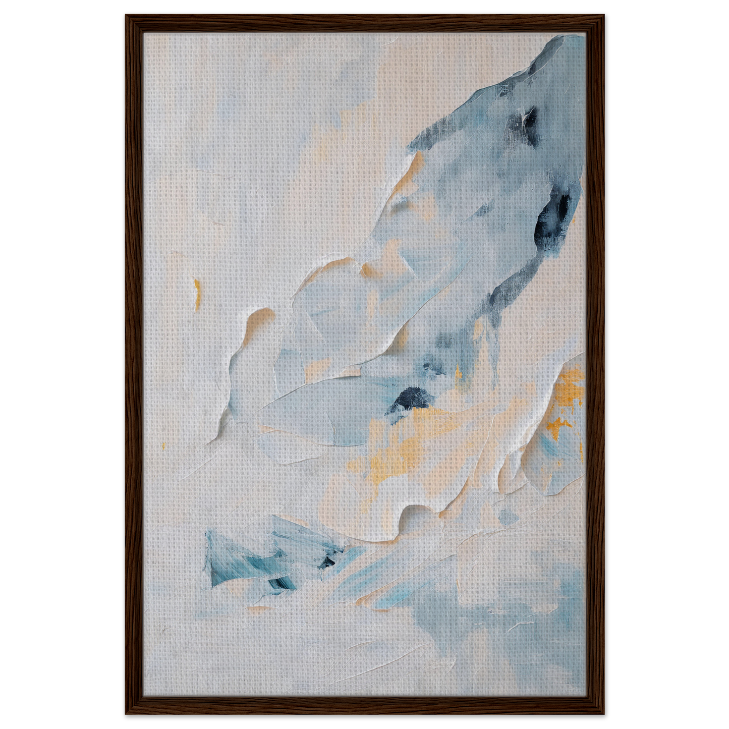 Abstract painting of soft blue and beige shapes for Blue Serenity Whisper framed canvas art