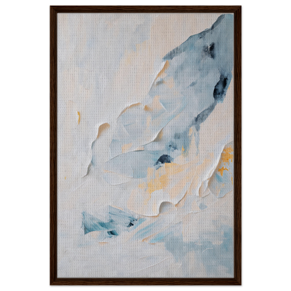 Abstract painting of soft blue and beige shapes for Blue Serenity Whisper framed canvas art