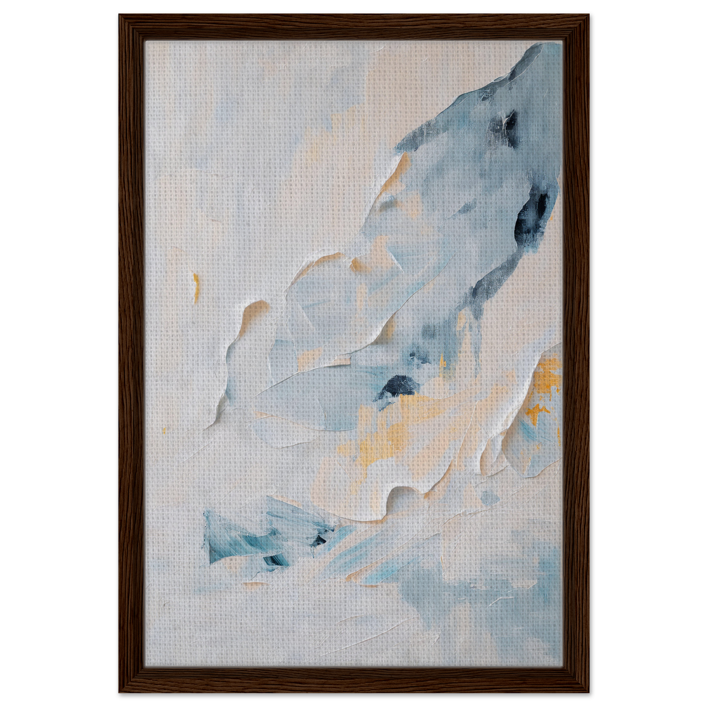 Abstract painting of soft blue and beige shapes in Blue Serenity Whisper framed canvas art