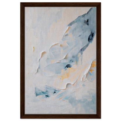 Abstract painting of soft blue and beige shapes in Blue Serenity Whisper framed canvas art