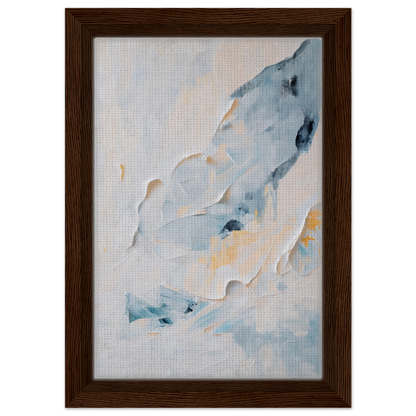 Abstract painting featuring soft blue and yellow shapes for Blue Serenity Whisper framed canvas art