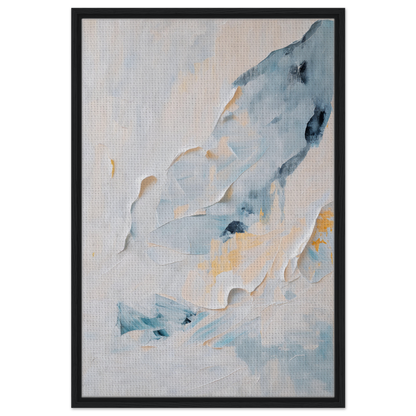 Abstract painting in soft blue, white, and pale yellow for Blue Serenity Whisper framed canvas art