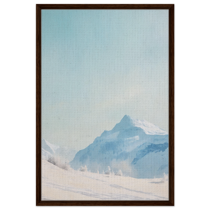 Framed painting of misty blue mountains for Blue Solitude Serenade room decor