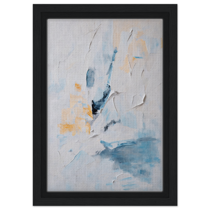 Abstract painting of Blues Dance Melancholy in soft blue, yellow, and white brushstrokes