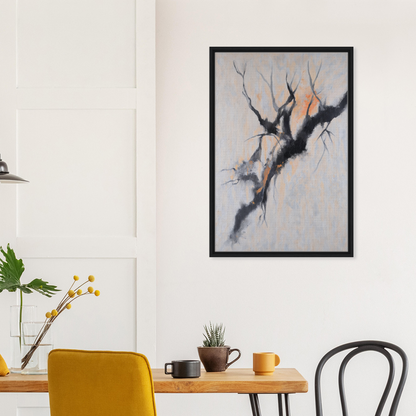 Framed abstract painting of tree-like branches, perfect for Branches’ Mirage Serenity room decor