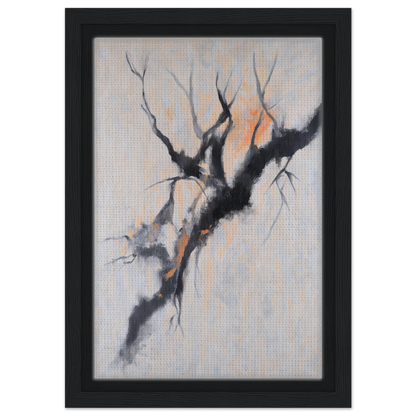 Abstract painting of a gnarled tree branch with orange highlights for Branches’ Mirage Serenity